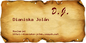 Dianiska Jolán névjegykártya